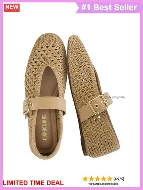 Woven Mary Jane Ballet Flats Memory Foam Round Toe Strap Women Shoes